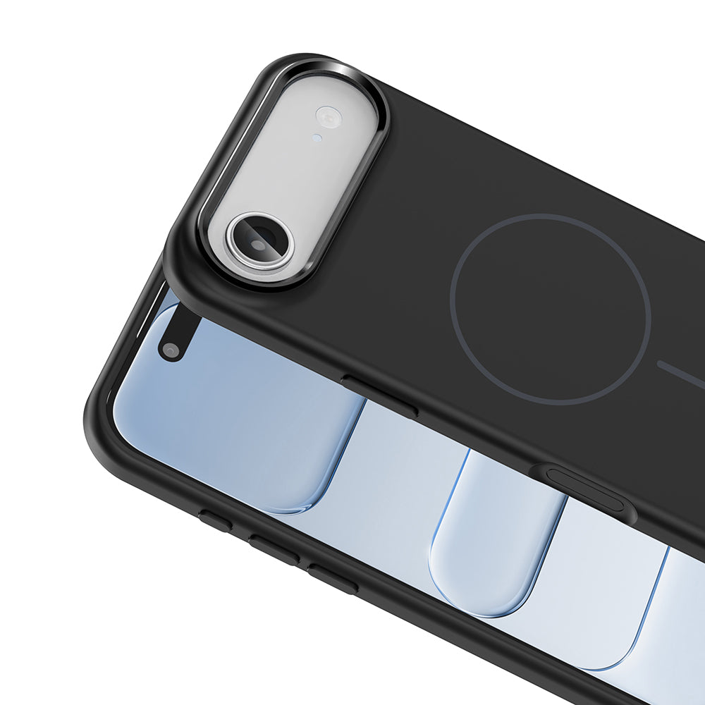 Apple iPhone 17 Air Kılıf M-Safe Şarj Özellikli Metal Kamera Çerçeveli Zore Edi Silikon Kapak Açık Mavi