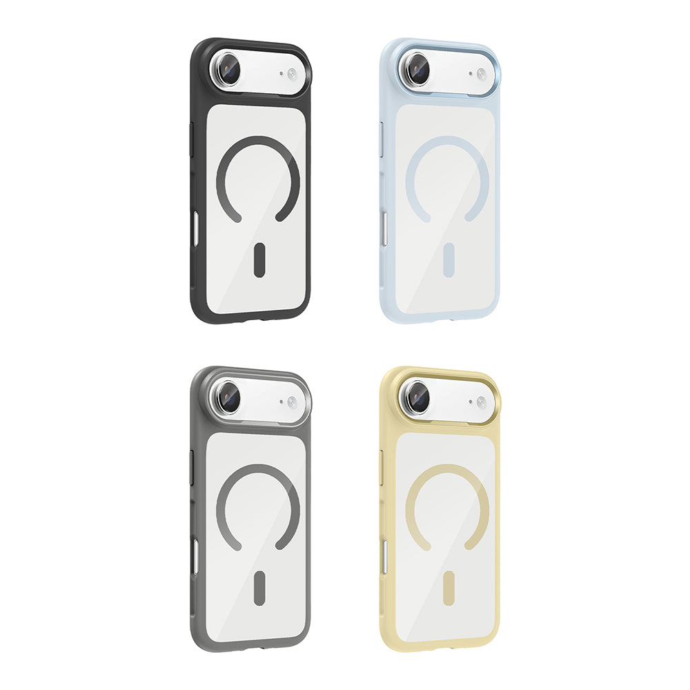 Apple iPhone 17 Air Kılıf M-Safe Şarj Özellikli Metal Kamera Çerçeveli Zore Tiko Kapak Siyah