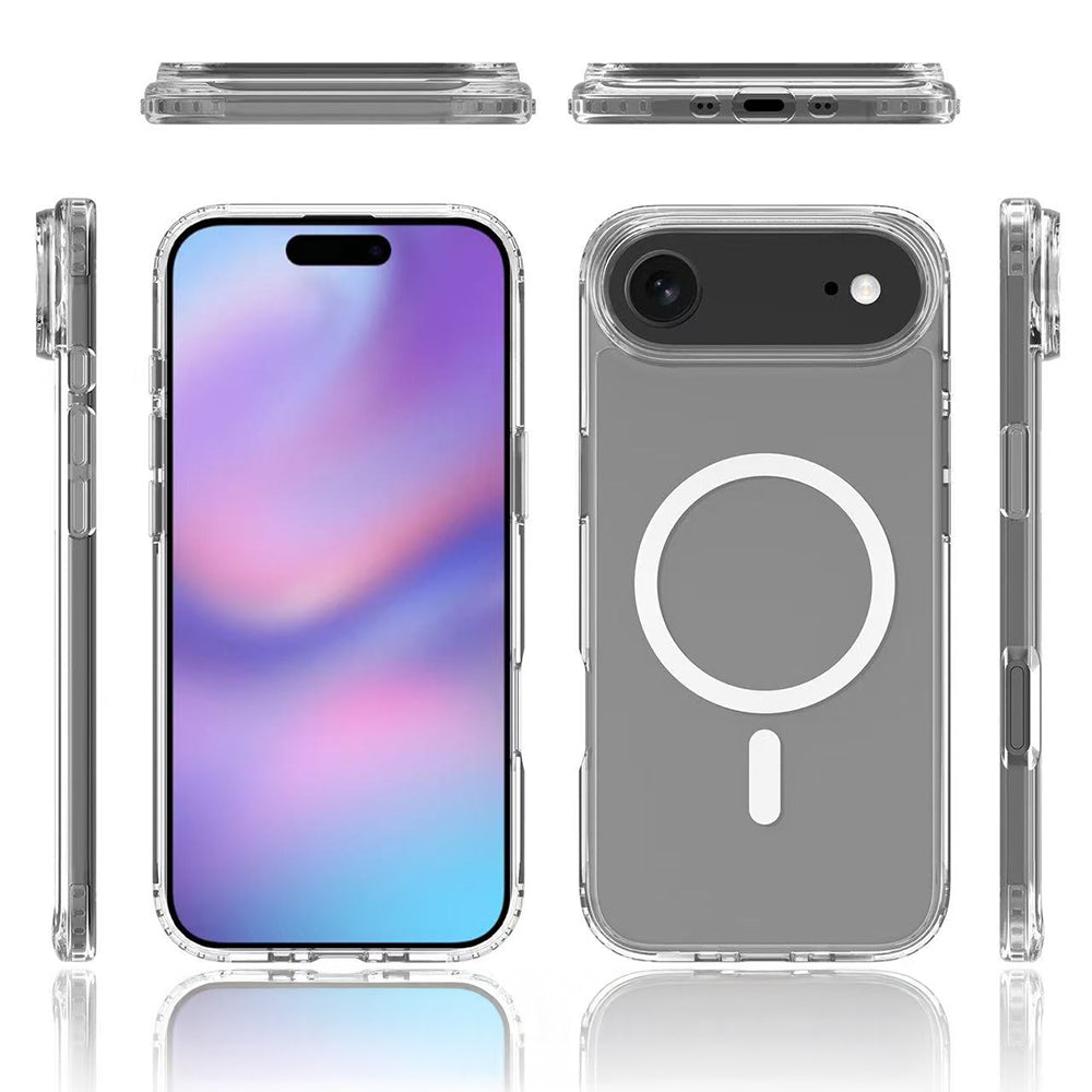 Apple iPhone 17 Air Case M-safe Charging Transparent Hard PC Zore Embos Cover Transparent 
