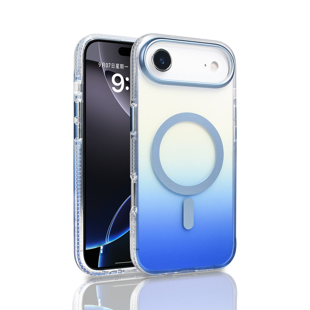 Apple iPhone 17 Air Case M-safe Charging Feature Transparent Color Transition Zore Toros Cover Black