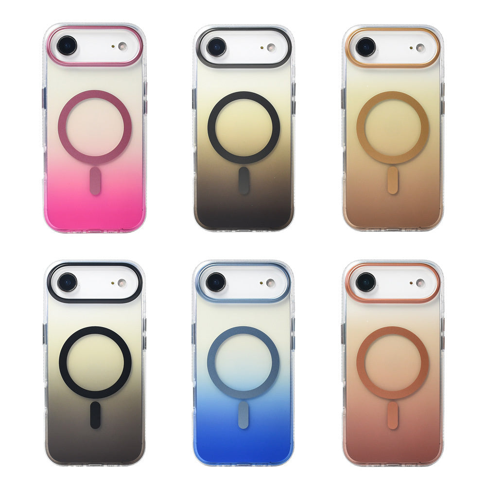 Apple iPhone 17 Air Case M-safe Charging Feature Transparent Color Transition Zore Toros Cover Black