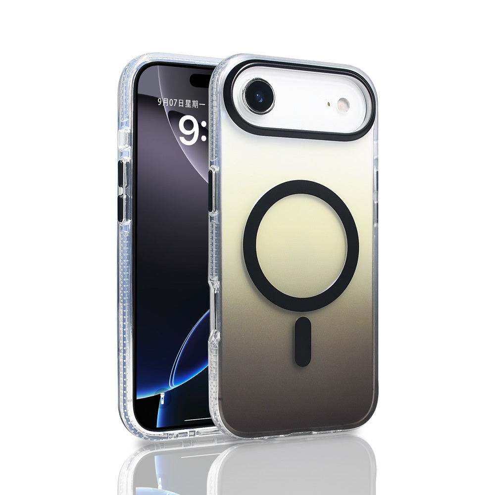 Apple iPhone 17 Air Case M-safe Charging Feature Transparent Color Transition Zore Toros Cover Black