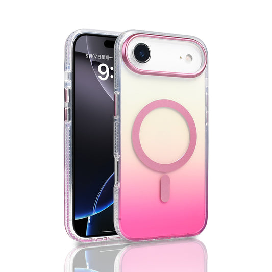 Apple iPhone 17 Air Case M-safe Charging Feature Transparent Color Transition Zore Toros Cover Rose Pink