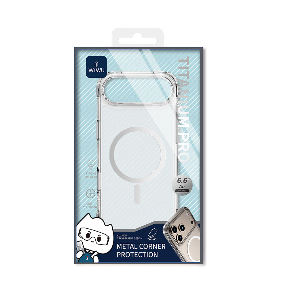 Apple iPhone 17 Air Case M-safe Charging Feature Wiwu MCC-702 Titanium Pro Series Hard PC Cover Transparent