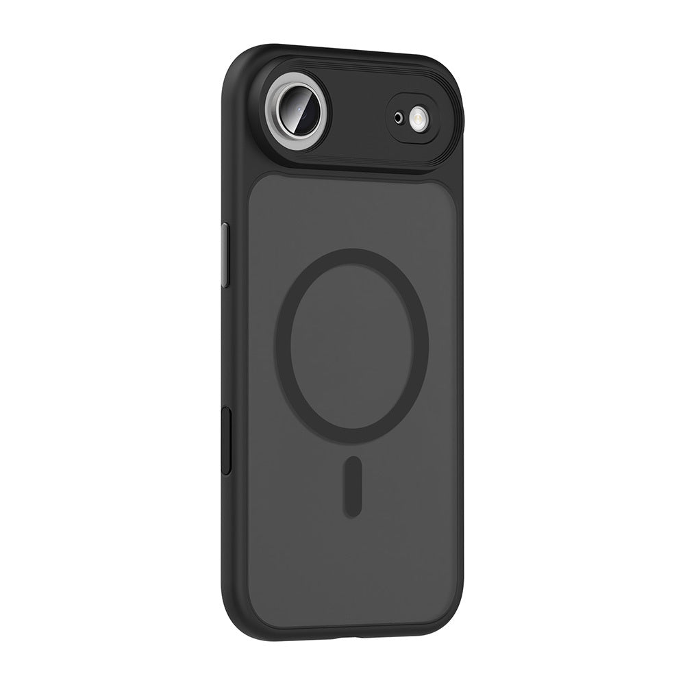 Apple iPhone 17 Air Kılıf Mat Arka Yüzey Wireless Şarj Özellikli Zore Flet M-safe Kapak Siyah