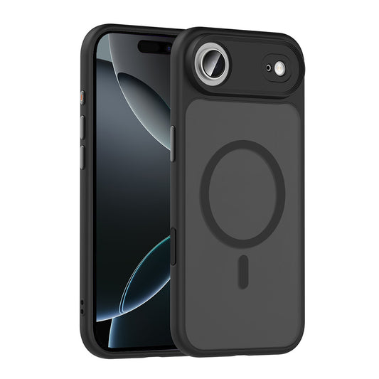 Apple iPhone 17 Air Kılıf Mat Arka Yüzey Wireless Şarj Özellikli Zore Flet M-safe Kapak Siyah