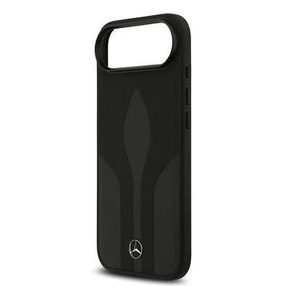 Apple iPhone 17 Air Kılıf Mercedes Benz Orjinal Lisanslı M-safe Şarj Özellikli Dokulu Desenli Deri Kapak Siyah