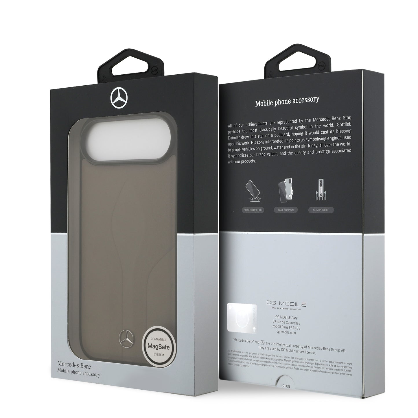 Apple iPhone 17 Air Kılıf Mercedes Benz Orjinal Lisanslı M-safe Şarj Özellikli Dokulu Desenli Deri Kapak Siyah