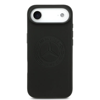 Apple iPhone 17 Air Kılıf Mercedes Benz Orjinal Lisanslı M-safe Şarj Özellikli Hakiki Deri Nostaljik Yıldız Dizayn Kapak Siyah