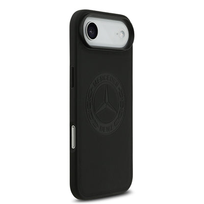 Apple iPhone 17 Air Kılıf Mercedes Benz Orjinal Lisanslı M-safe Şarj Özellikli Hakiki Deri Nostaljik Yıldız Dizayn Kapak Siyah