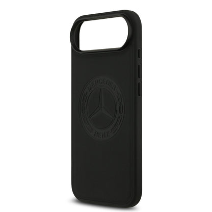 Apple iPhone 17 Air Kılıf Mercedes Benz Orjinal Lisanslı M-safe Şarj Özellikli Hakiki Deri Nostaljik Yıldız Dizayn Kapak Siyah