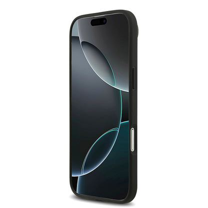 Apple iPhone 17 Air Kılıf Mercedes Benz Orjinal Lisanslı M-safe Şarj Özellikli Şeritli Yıldız Desenli Metal Logolu Deri Kapak Siyah