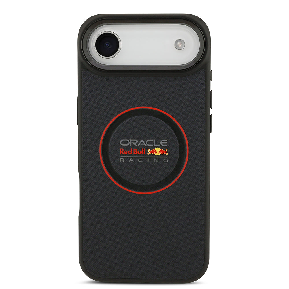 Apple iPhone 17 Air Kılıf Redbull Orjinal Lisanslı M-safe Şarj Özellikli Kırmızı Halka ve Logo Kabartmalı PU Deri Kapak Siyah