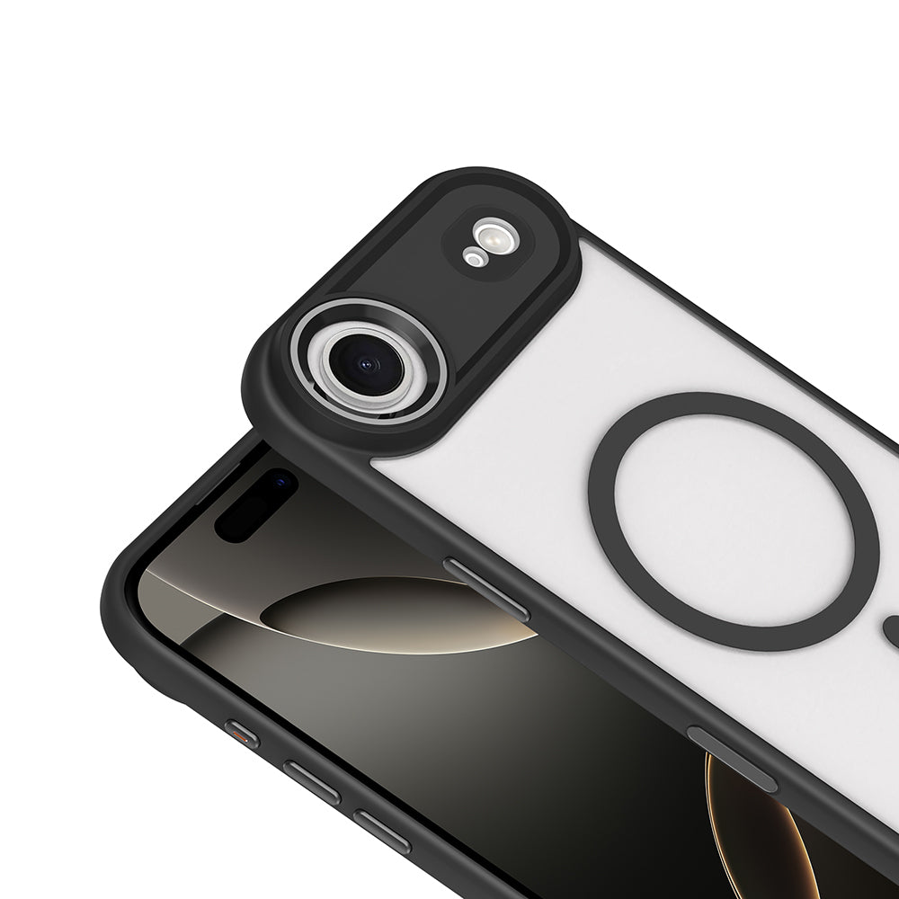 Apple iPhone 17 Air Case Wireless Charging Zore Chrome M-safe Silicone Cover Black