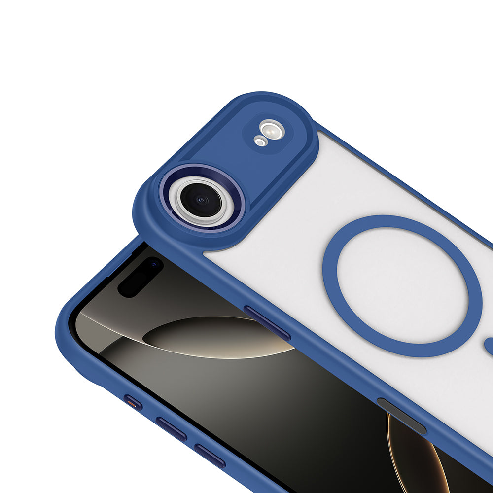 Apple iPhone 17 Air Wireless Charging Case Zore Chrome M-safe Silicone Cover Navy Blue