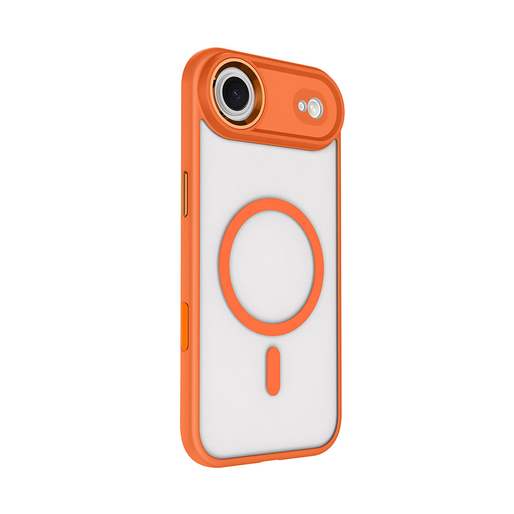 Apple iPhone 17 Air Wireless Charging Case Zore Chrome M-safe Silicone Cover Orange