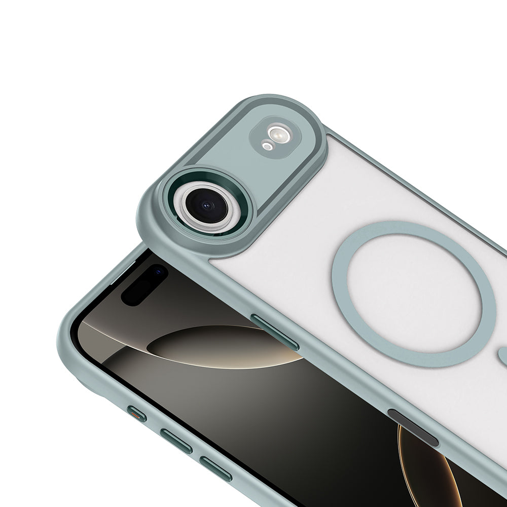 Apple iPhone 17 Air Kılıf Wireless Şarj Özellikli Zore Krom M-safe Silikon Kapak Desert Gold