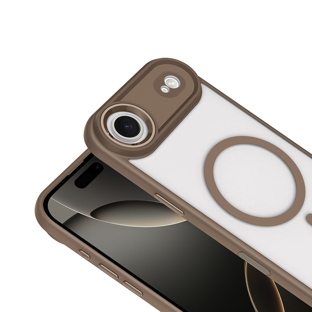 Apple iPhone 17 Air Case Wireless Charging Zore Chrome M-safe Silicone Cover Gray