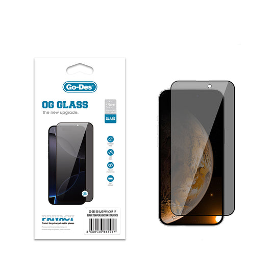 Apple iPhone 17 Go Des OG Glass Privacy Antistatic Tempered Glass Screen Protector Black