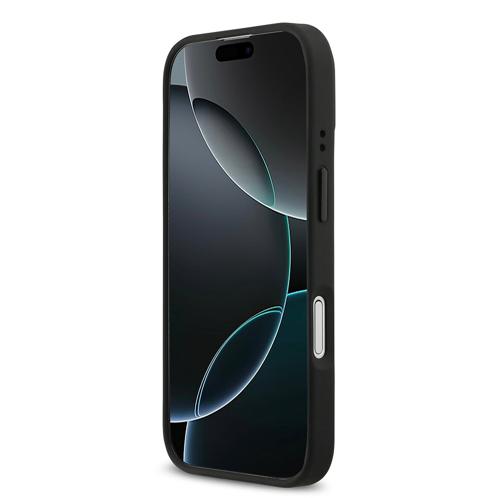 Apple iPhone 17 Kılıf BMW Orjinal Lisanslı M-safe Şarj Özellikli Deri Arka Yüzey Metal Logolu Delikli Şerit Tasarımlı Kapak Mavi