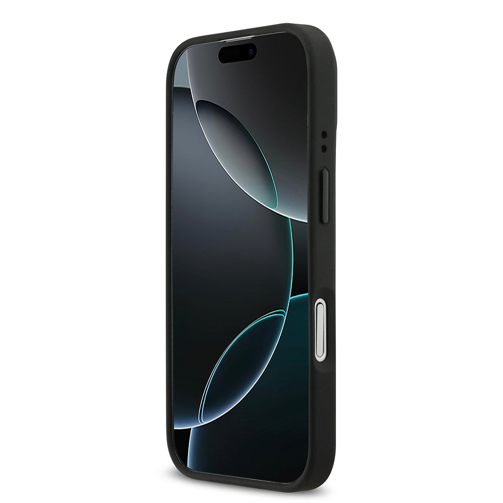 Apple iPhone 17 Kılıf BMW Orjinal Lisanslı M-safe Şarj Özellikli Deri Arka Yüzey Metal Logolu Delikli Şerit Tasarımlı Kapak Mavi