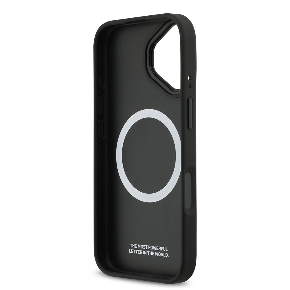 Apple iPhone 17 Kılıf BMW Orjinal Lisanslı M-safe Şarj Özellikli Deri Arka Yüzey Metal Logolu Delikli Şerit Tasarımlı Kapak Lacivert