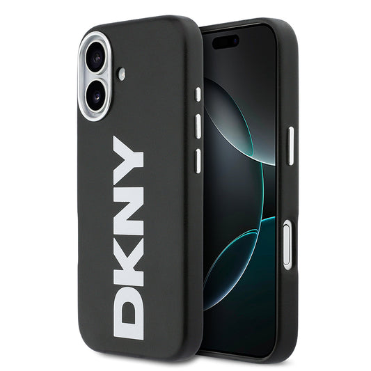Apple iPhone 17 Kılıf DKNY Orjinal Lisanslı M-safe Şarj Özellikli PU Büyük Dikey Logolu Kapak