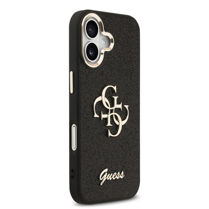 Apple iPhone 17 Kılıf Guess Orjinal Lisanslı 4G Büyük Metal Kamera Çerçeveli ve Logolu Glitter Kapak Gold