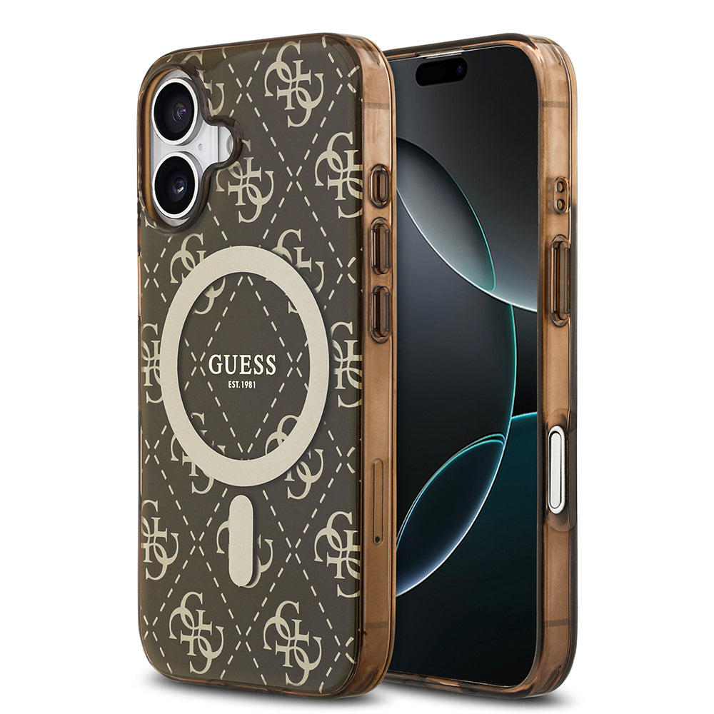 Apple iPhone 17 Kılıf Guess Orjinal Lisanslı M-safe Şarj Özellikli IML Baskılı Klasik Logolu 4G Desenli Kapak