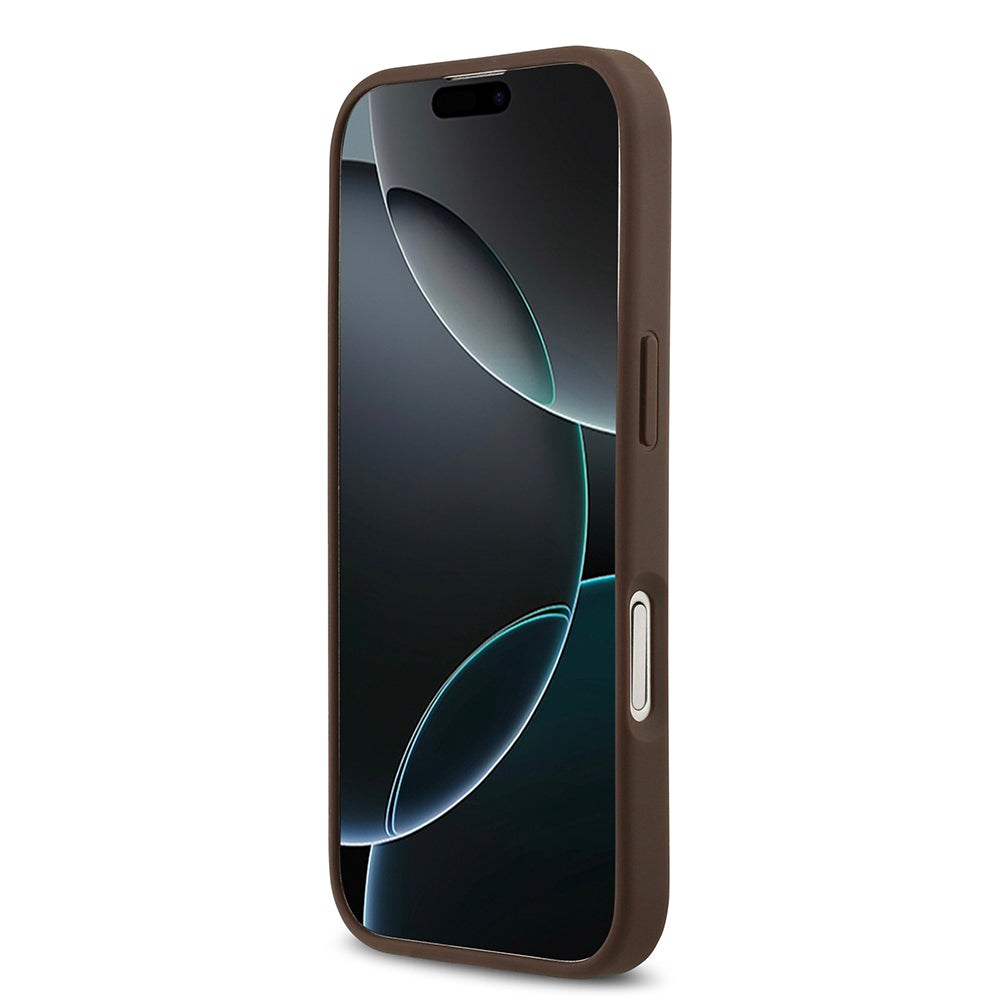 Apple iPhone 17 Kılıf Guess Orjinal Lisanslı M-safe Şarj Özellikli Yazı Logolu Circle Classic Kapak Pembe