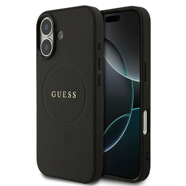 Apple iPhone 17 Case Guess Original Licensed M-safe Charging Feature PU Leather Cover with Logo Black