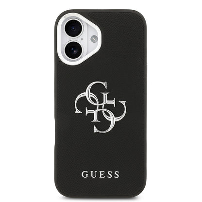 Apple iPhone 17 Kılıf Guess Orjinal Lisanslı PU Deri 4G Büyük Metal Logo Dizaynlı Kapak Siyah