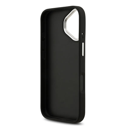 Apple iPhone 17 Kılıf Guess Orjinal Lisanslı PU Deri 4G Büyük Metal Logo Dizaynlı Kapak Siyah