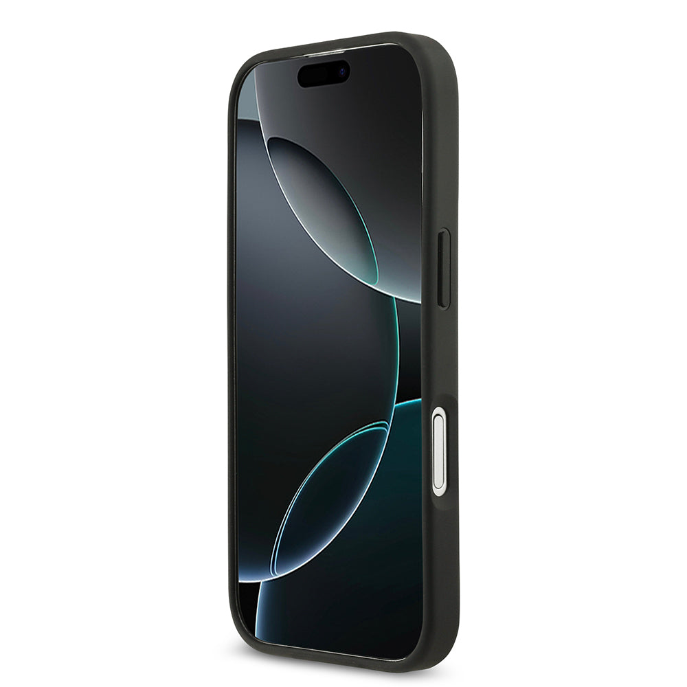 Apple iPhone 17 Kılıf Guess Orjinal Lisanslı Taşlı Arka Yüzey Üçgen Logolu Kapak Gümüş