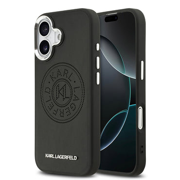 Apple iPhone 17 Kılıf Karl Lagerfeld Orjinal Lisanslı M-safe Şarj Özellikli Delikli Tasarım Metal Logolu PU Deri Kapak