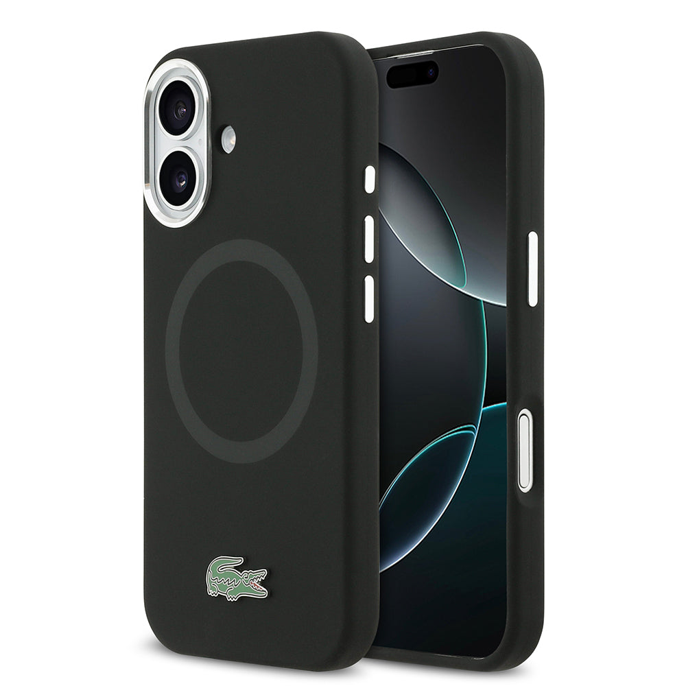 Apple iPhone 17 Kılıf Lacoste Orjinal Lisanslı M-safe Şarj Özellikli İkonik Logolu Metal Kamera Çerçeveli Silikon Kapak