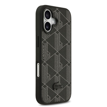 Apple iPhone 17 Kılıf Lacoste Orjinal Lisanslı M-safe Şarj Özellikli PU Deri Tasarımlı Kartlıklı Karışık Monogram Desenli Kapak