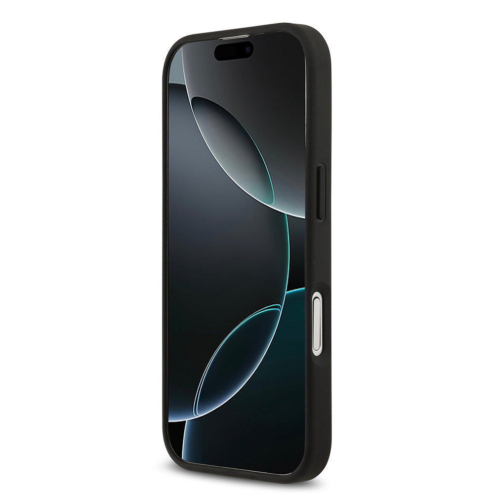 Apple iPhone 17 Kılıf Lacoste Orjinal Lisanslı M-safe Şarj Özellikli PU Deri Tasarımlı Metal Logolu Kapak Siyah