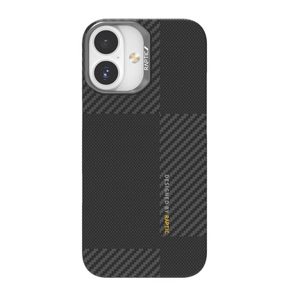 Apple iPhone 17 Kılıf M-safe Şarj Özellikli 600D Metal Kamera Çerçeveli Raptic Aramid Fiber Geotik Serisi Kapak Siyah
