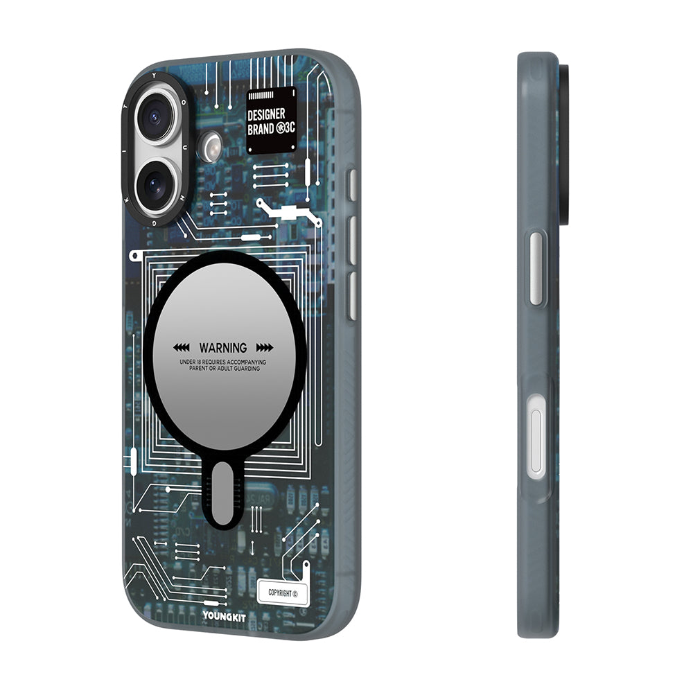 Apple iPhone 17 Kılıf M-safe Şarj Özellikli Kamera Denetim Butonlu Youngkit Technology Serisi Kapak Siyah