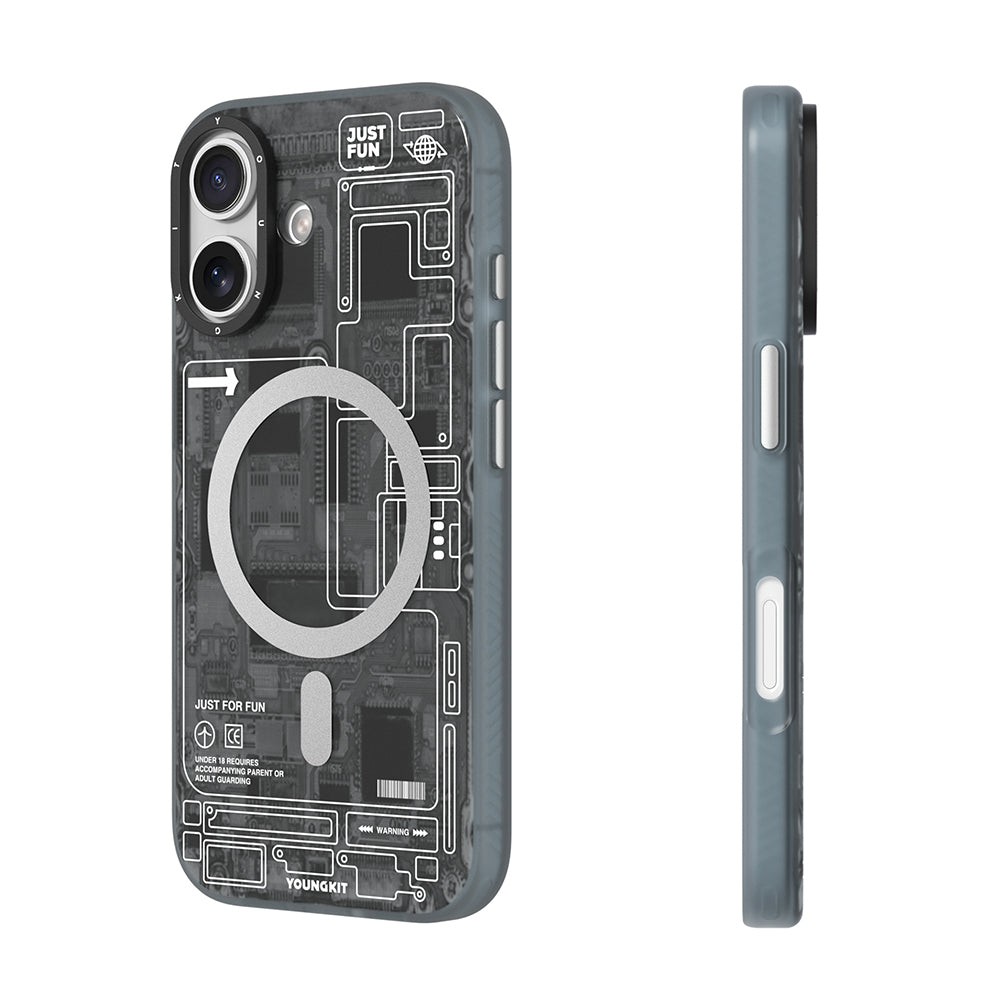 Apple iPhone 17 Kılıf M-safe Şarj Özellikli Kamera Denetim Butonlu Youngkit Technology Serisi Kapak Turuncu