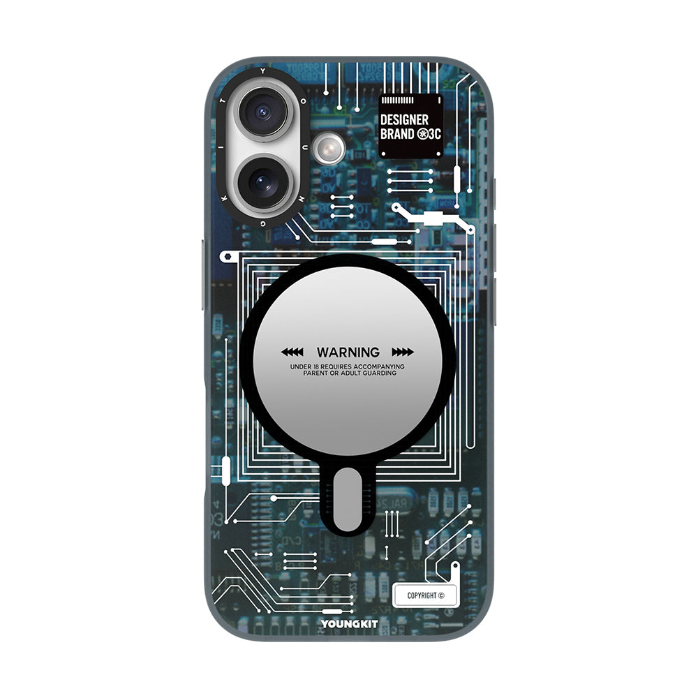 Apple iPhone 17 Kılıf M-safe Şarj Özellikli Kamera Denetim Butonlu Youngkit Technology Serisi Kapak Mavi