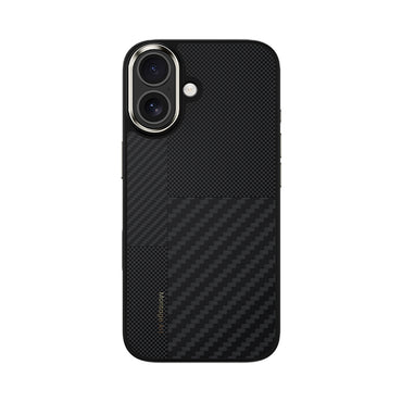Apple iPhone 17 Kılıf M-safe Şarj Özellikli Karbon Fiber Benks Montage Hybrid ArmorPro Kevlar Kapak Siyah