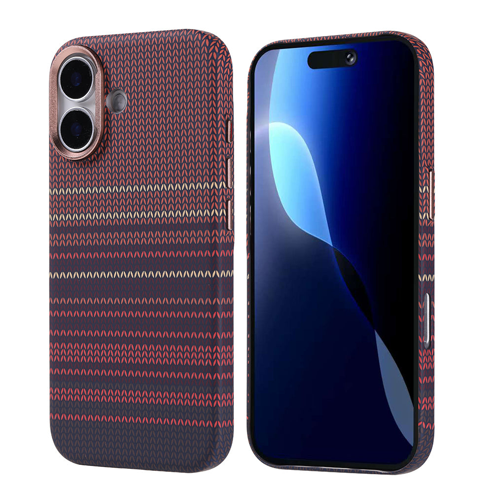 Apple iPhone 17 Kılıf M-safe Şarj Özellikli Karbon Fiber Görünümlü Zore Nekst Kapak Kırmızı