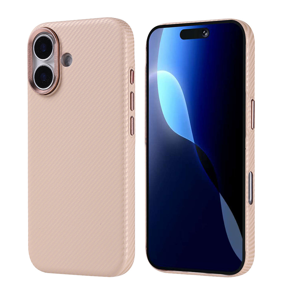 Apple iPhone 17 Kılıf M-safe Şarj Özellikli Karbon Fiber Görünümlü Zore Nekst Kapak Bej