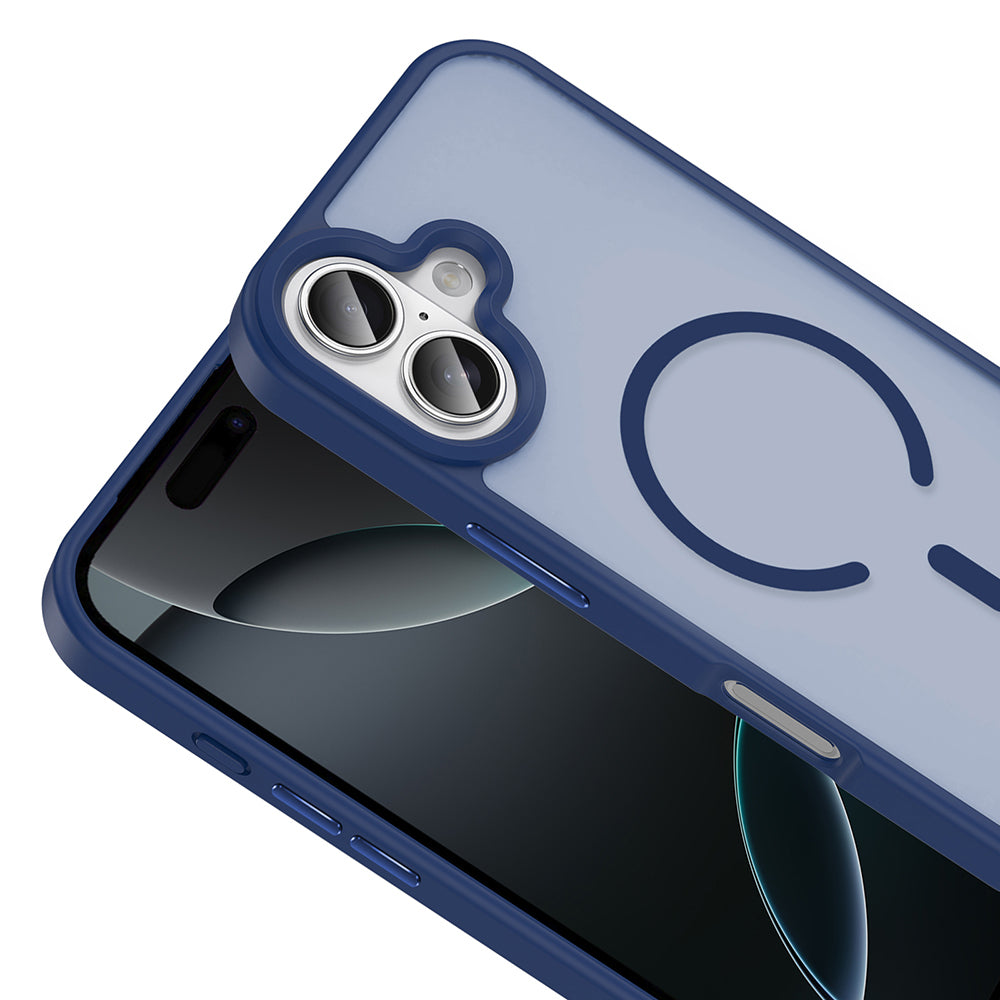 Apple iPhone 17 Kılıf M-safe Şarj Özellikli Mat Arka Yüzey Zore Sio Kapak Lacivert