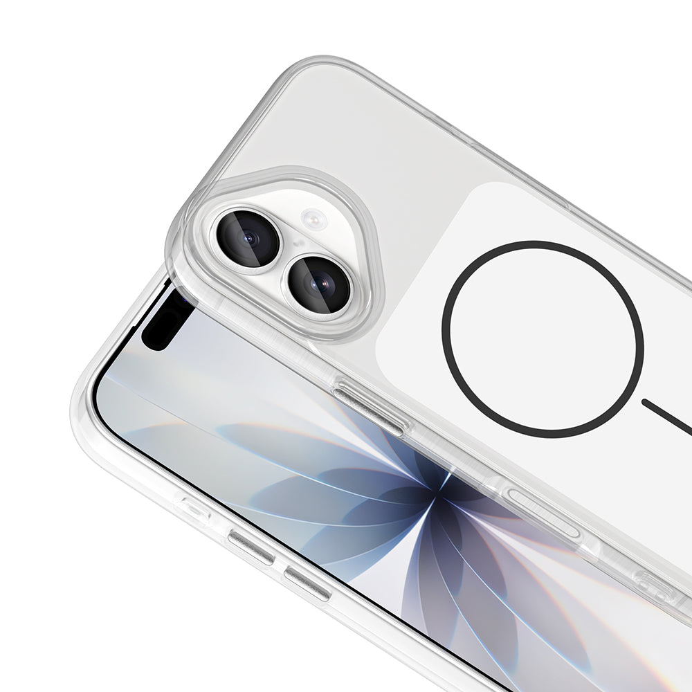 Apple iPhone 17 Kılıf M-Safe Şarj Özellikli Metal Buton Tasarımlı Zore İkonik Sert Silikon Kapak Turuncu