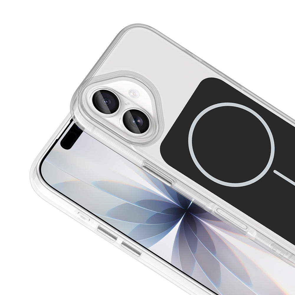 Apple iPhone 17 Kılıf M-Safe Şarj Özellikli Metal Buton Tasarımlı Zore İkonik Sert Silikon Kapak Siyah