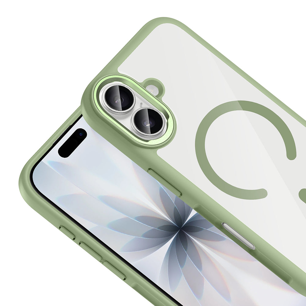 Apple iPhone 17 Kılıf M-Safe Şarj Özellikli Metal Kamera Çerçeveli Zore Tiko Kapak Gri