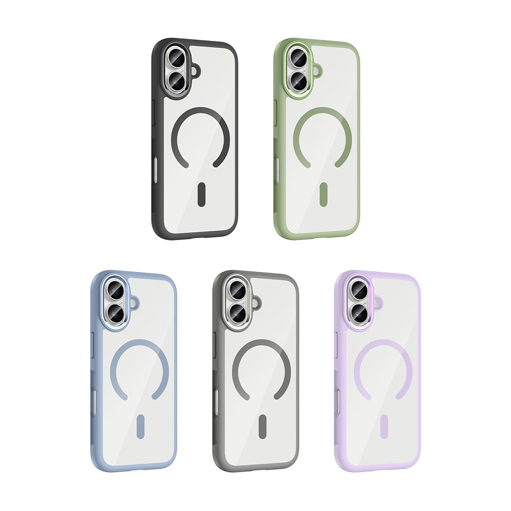 Apple iPhone 17 Kılıf M-Safe Şarj Özellikli Metal Kamera Çerçeveli Zore Tiko Kapak Mavi